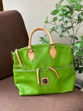 Dooney & Bourke Green Leather Double Pocket Satchel
